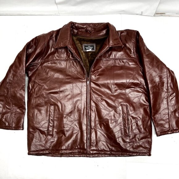 Haband Executive Division Leather Jacket  Patches  Stitch ChocoBrown Men 3X(J12) - Picture 8 of 11